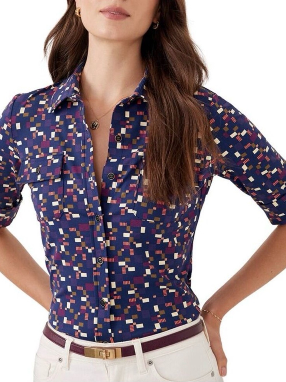 J. McLaughlin Monroe Pocket Tee Navy Block Party